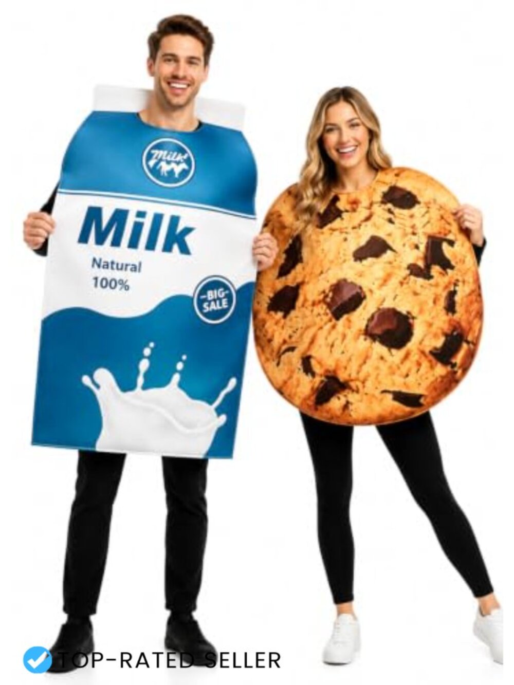 Milk and Cookie Couples Costume Adult Funny Halloween Matching Food Cosplay Set